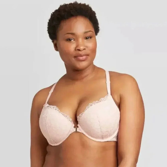 Auden Bra  The Radiant Plunge Push-Up Lace Front Closure Lace Overlay Green - Picture 1 of 10